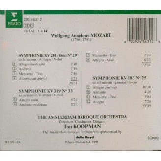 MOZART - Koopman - Symphonie n°29 en la majeur K.201 (K6.186a)